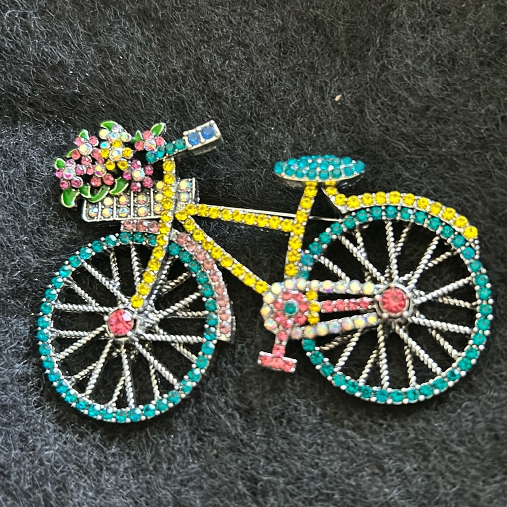 Bicycle Brooch with a Variety of Stones. Very Beautiful.